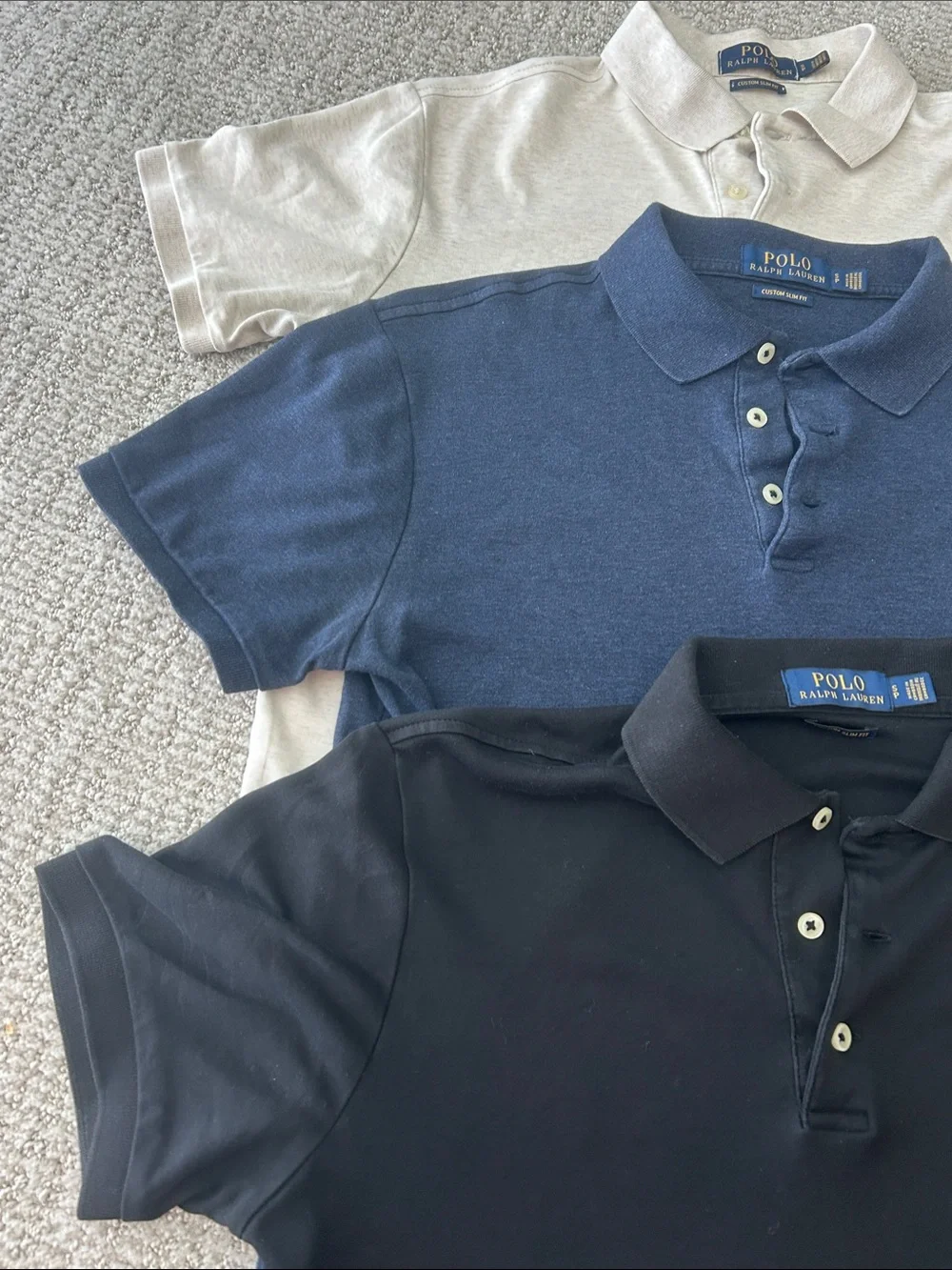 Polo by Ralph Lauren Three-Pack Polo Shirts — Black, Navy, Cream